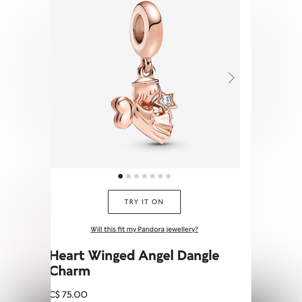 ❤️TRULY BEAUTIFUL ROSE GOLD HEART WINGED ANGEL DANGLE CHARM❤️